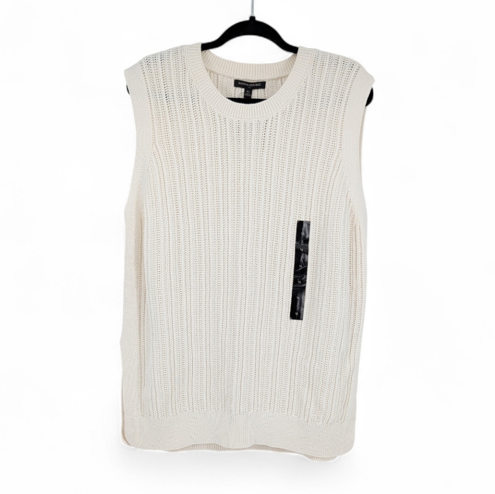 NWT Banana Republic Sleeveless Cream Knit Sweater Size XL